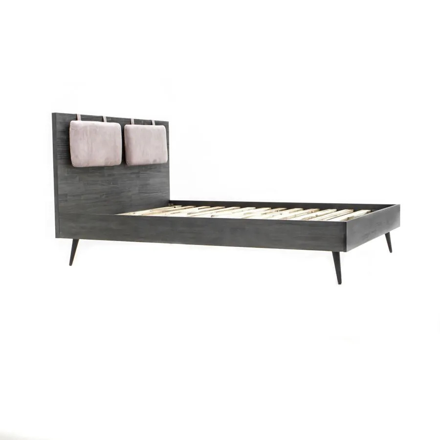 Lit en bois acacia avec pieds en métal graphite Savona