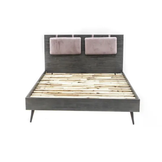 Lit en bois acacia avec pieds en métal graphite Savona