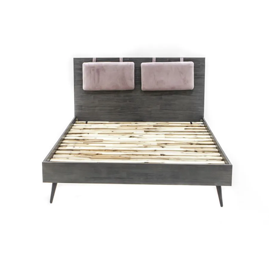Lit en bois acacia avec pieds en métal graphite Savona