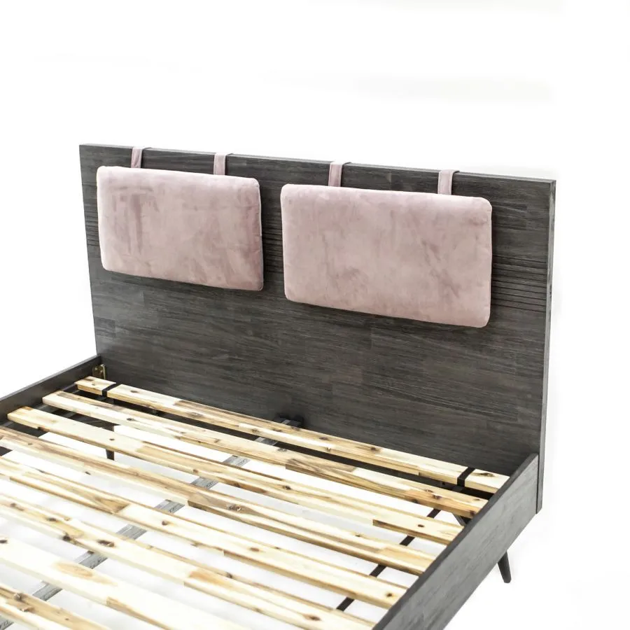 Lit en bois acacia avec pieds en métal graphite Savona