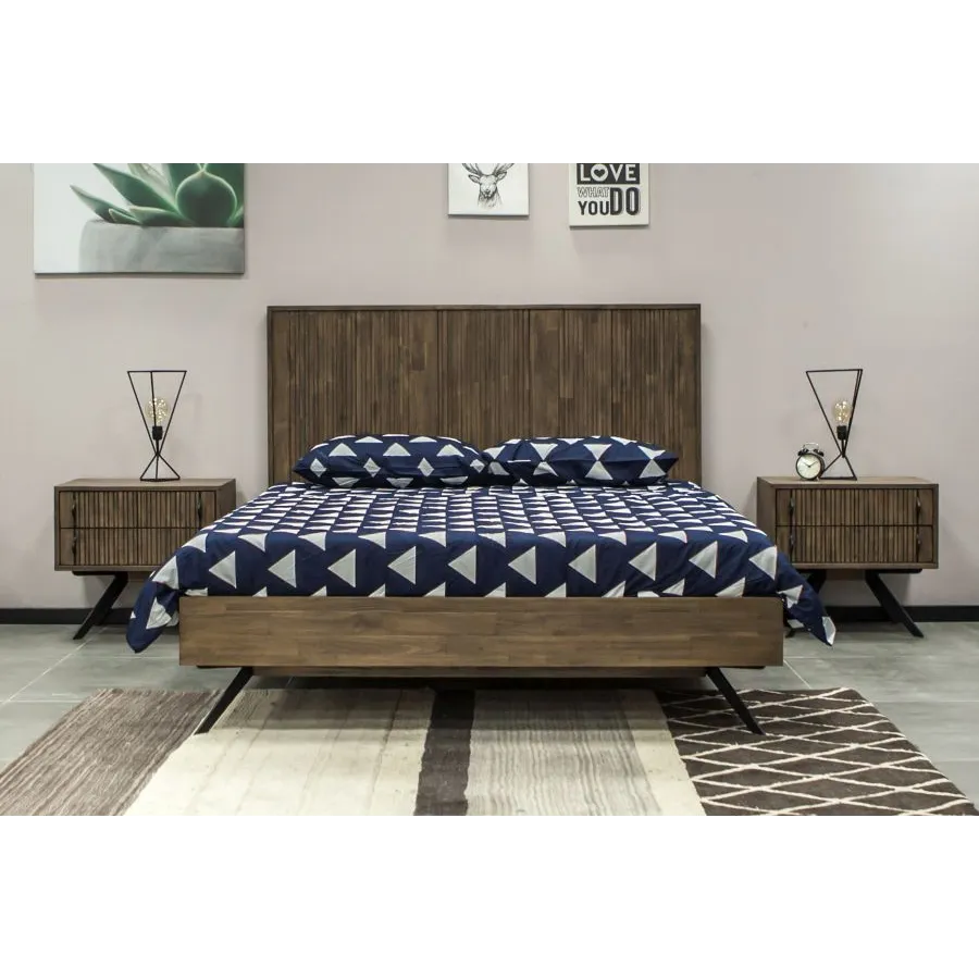 Lit bois 180x200 acacia massif naturel Kya