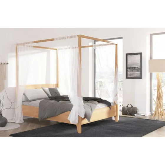 Lit baldaquin en bois massif chambre adulte collection NICEA