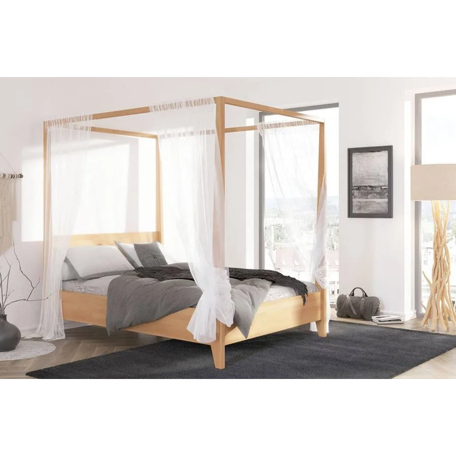 Lit baldaquin en bois massif chambre adulte collection NICEA