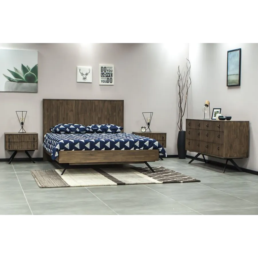 Lit bois 180x200 acacia massif naturel Kya