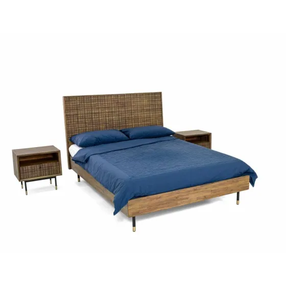 Lit bois massif 180x200 finition acacia collection Mokka