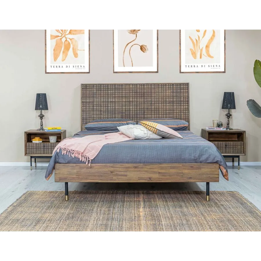 Lit bois massif 180x200 finition acacia collection Mokka