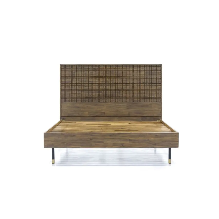 Lit bois massif 180x200 finition acacia collection Mokka