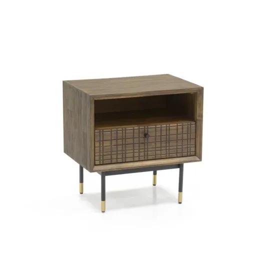 Table de chevet bois acacia 1 tiroir 1 niche Mokka