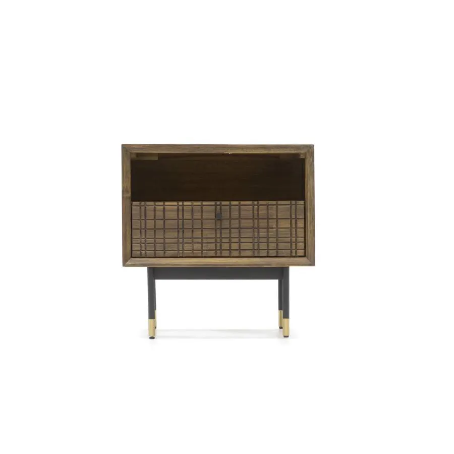 Table de chevet bois acacia 1 tiroir 1 niche Mokka
