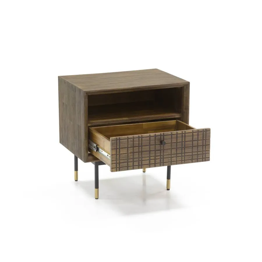 Table de chevet bois acacia 1 tiroir 1 niche Mokka