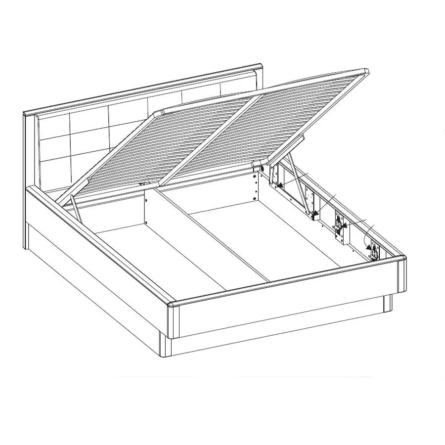 Lit coffre 160x200 bois chêne tête de lit capitonnée VERONA