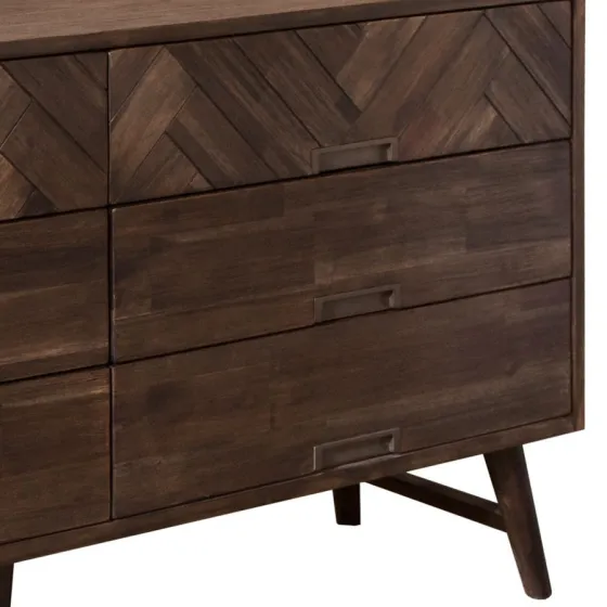 Commode haute en bois acacia avec 6 tiroirs Ash