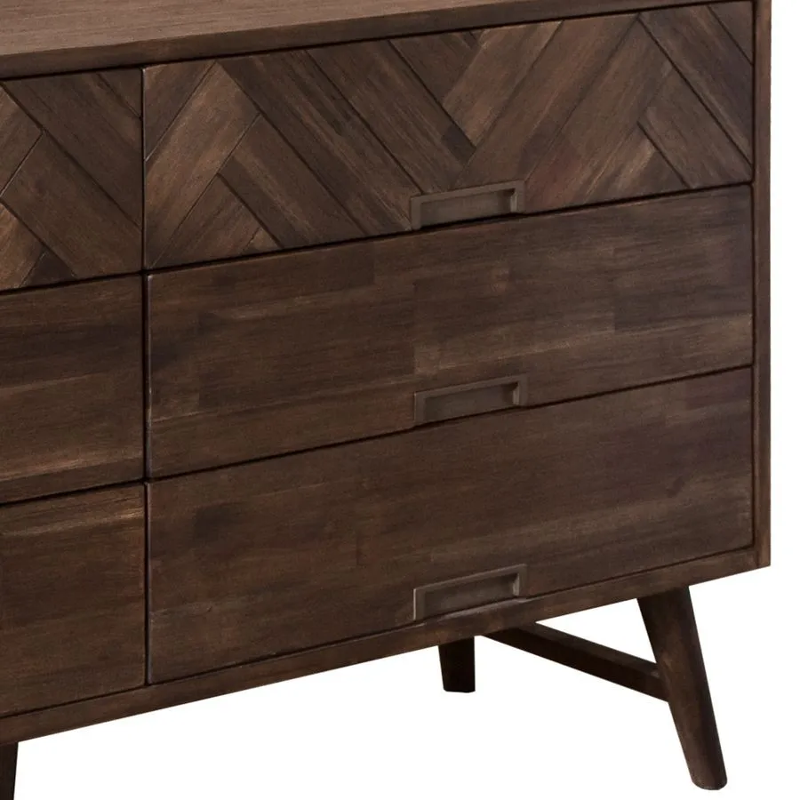 Commode haute en bois acacia avec 6 tiroirs Ash