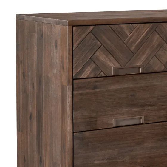 Commode haute en bois acacia avec 6 tiroirs Ash