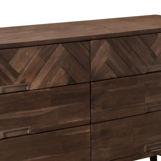 Commode bois massif acacia marron 6 tiroirs Ash