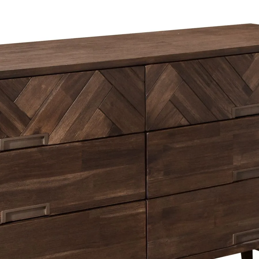 Commode bois massif acacia marron 6 tiroirs Ash
