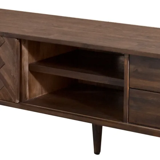 Meuble TV en bois massif acacia marron Ash