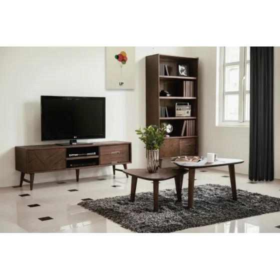 Meuble TV en bois massif acacia marron Ash