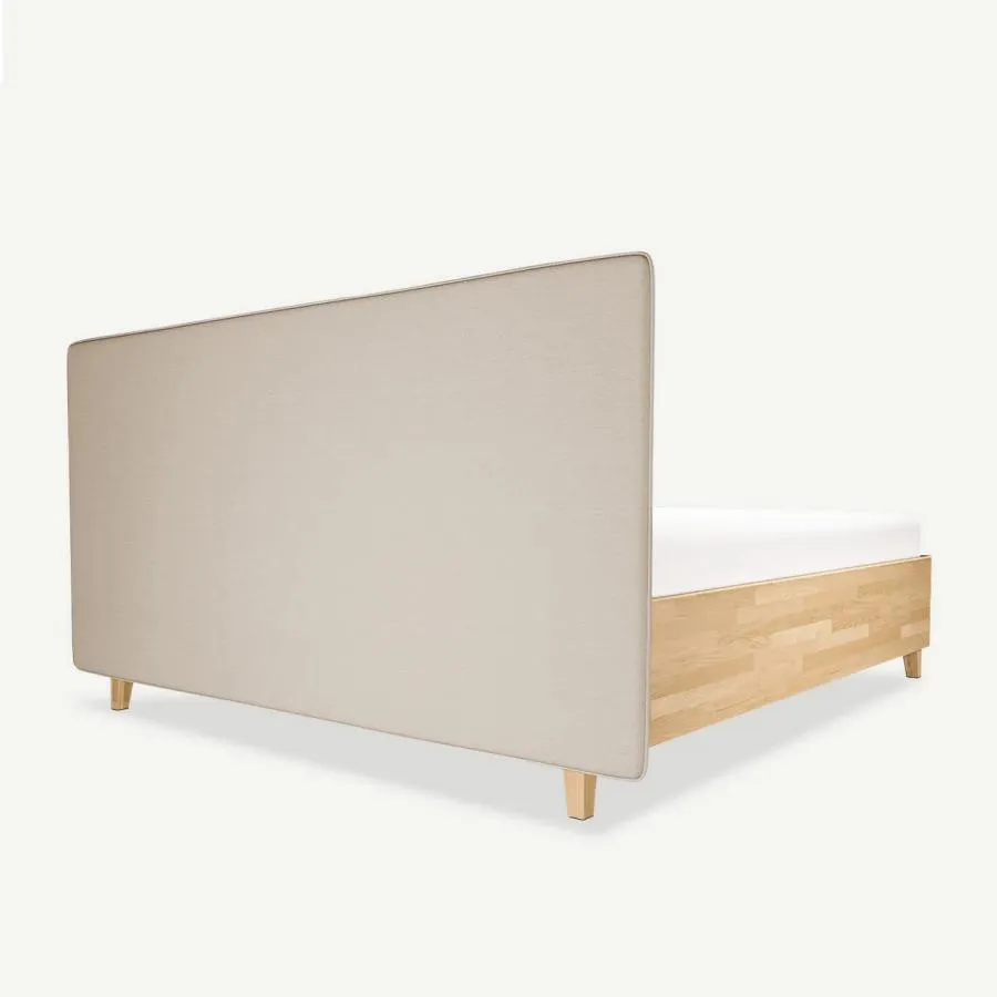 Lit coffre bois tete de lit matelassee collection Vivo