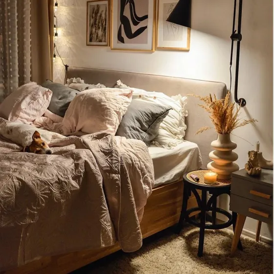 Lit coffre bois tete de lit capitonnee collection Vivo