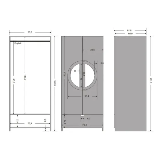 Armoire chêne massif double penderie collection ANO