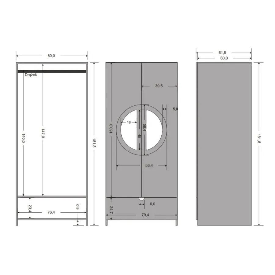 Armoire chêne massif double penderie collection ANO