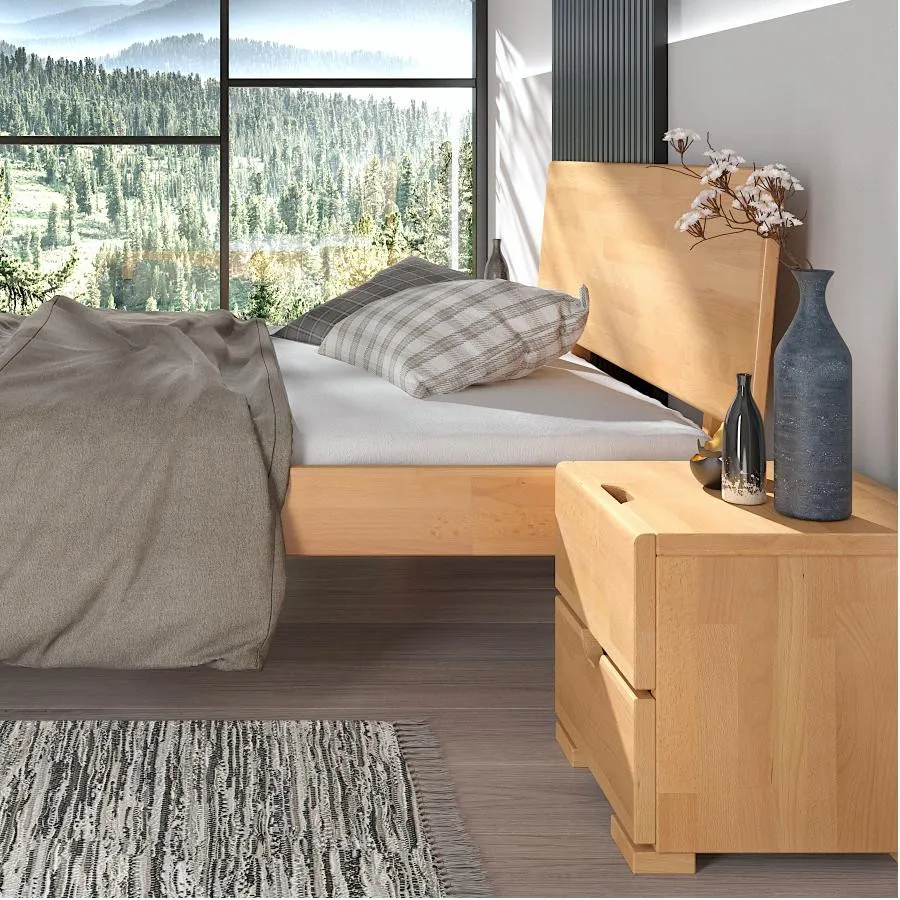 Lit bois naturel 180x200 collection Ambre