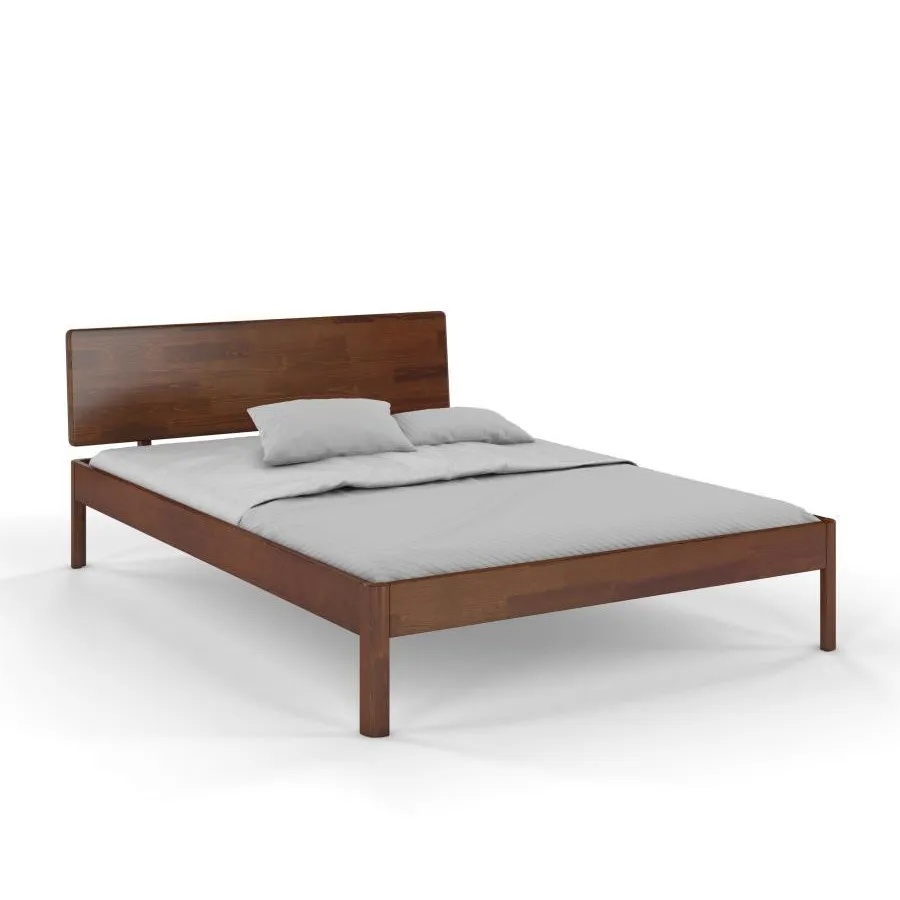 Lit deux places pin teinte noyer collection Ambre