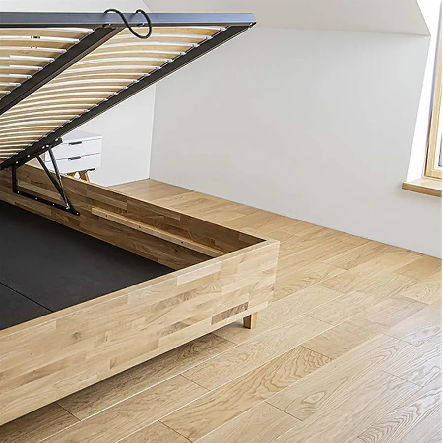 Lit coffre bois chêne naturel contemporain Aston