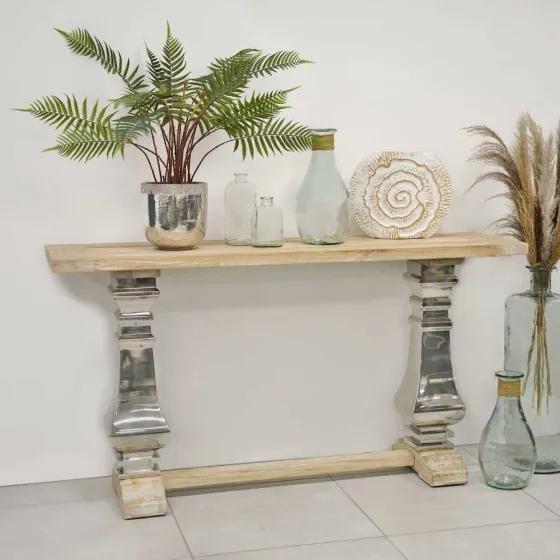 Console chêne massif recyclé et métal collection Glam