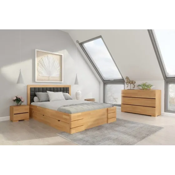 lit avec rangement bois pour chambre a coucher collection PRADO
