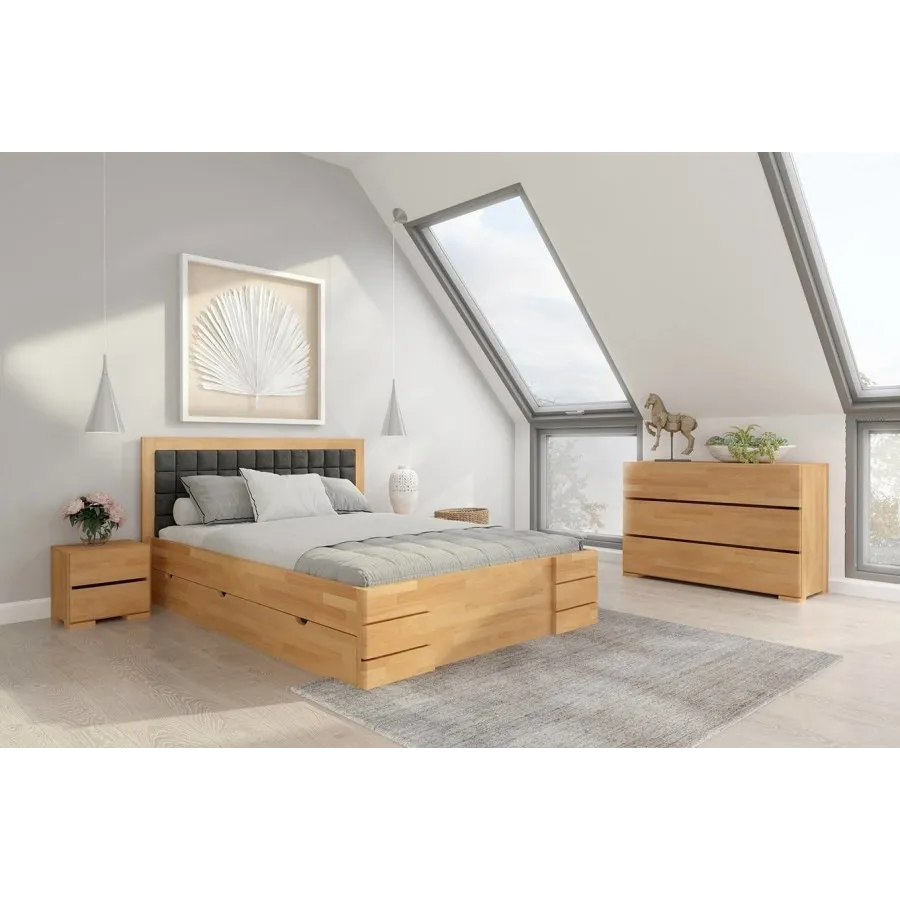 lit avec rangement bois pour chambre a coucher collection PRADO