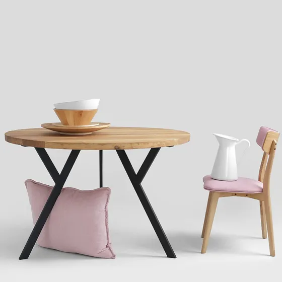 Table ronde bois et métal collection TREND