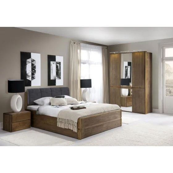 Mobilier chambre adulte en bois chêne foncé collection Bergamo