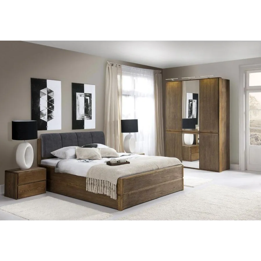 Mobilier chambre adulte en bois chêne foncé collection Bergamo