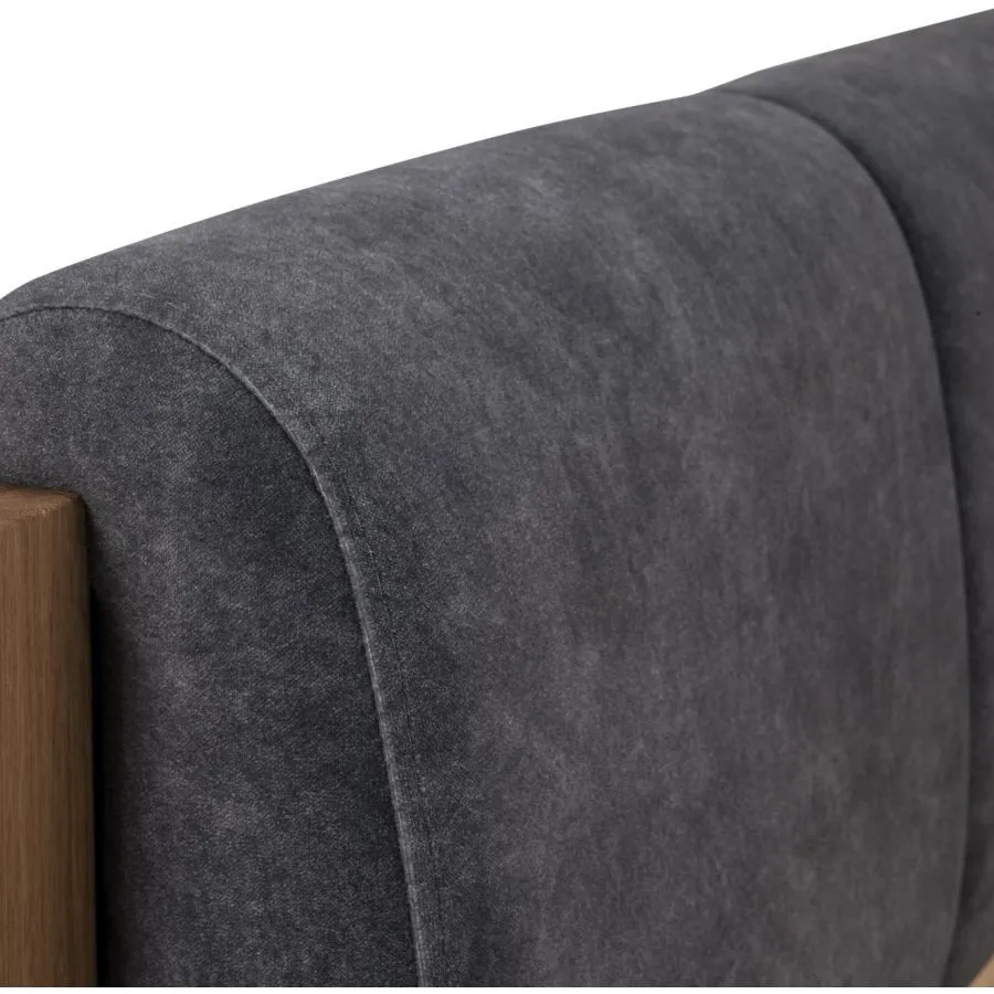 Tête de lit bois et tissu noir collection Bergamo