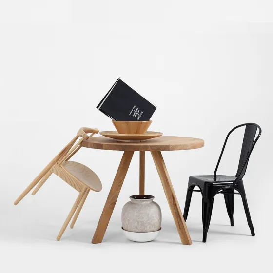 Table bois plateau rond 90 cm collection Nopp