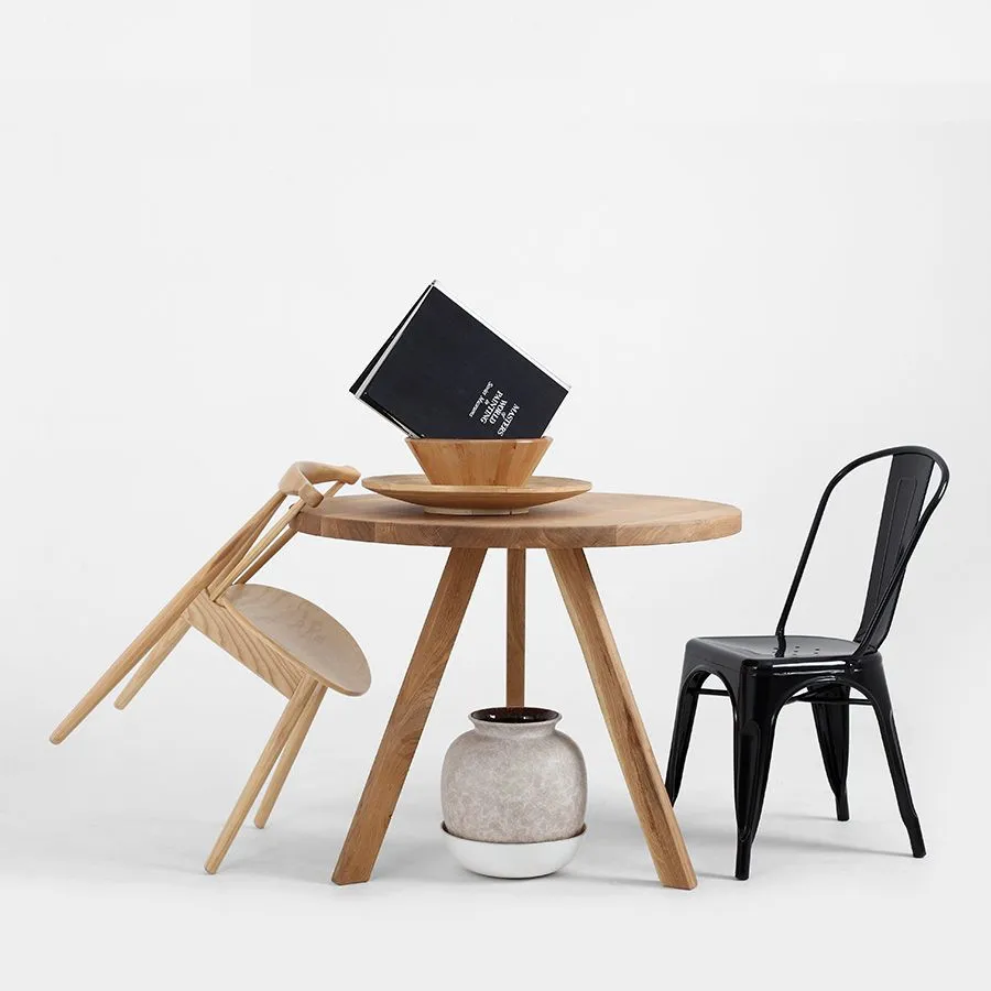 Table bois plateau rond 90 cm collection Nopp