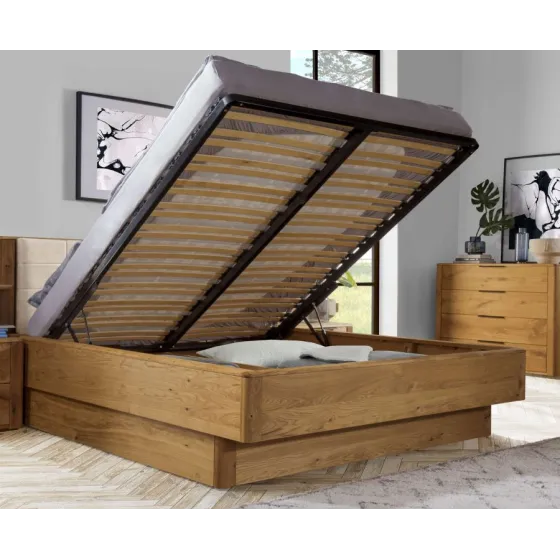 Lit coffre bois avec sommier relevable collection Verona