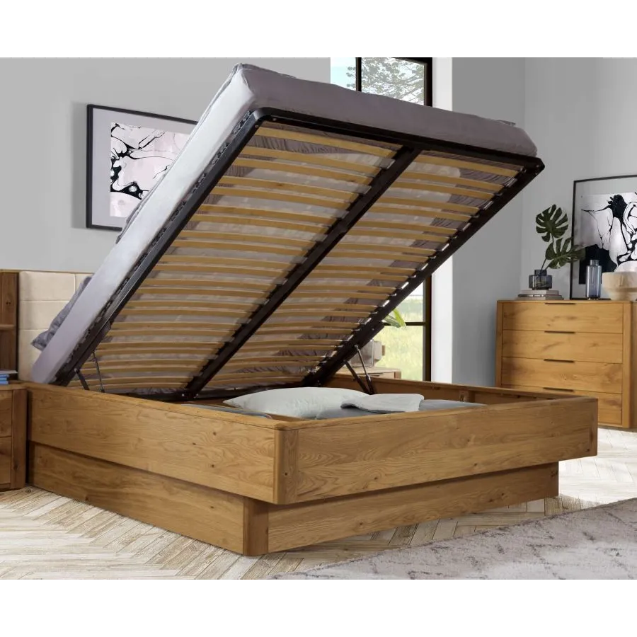 Lit coffre bois avec sommier relevable collection Verona