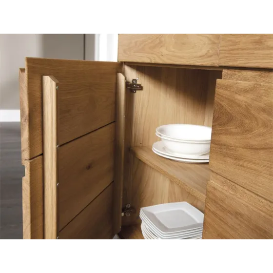 Commode bois clair brossé moderne 2 tiroirs 2 portes VOLA