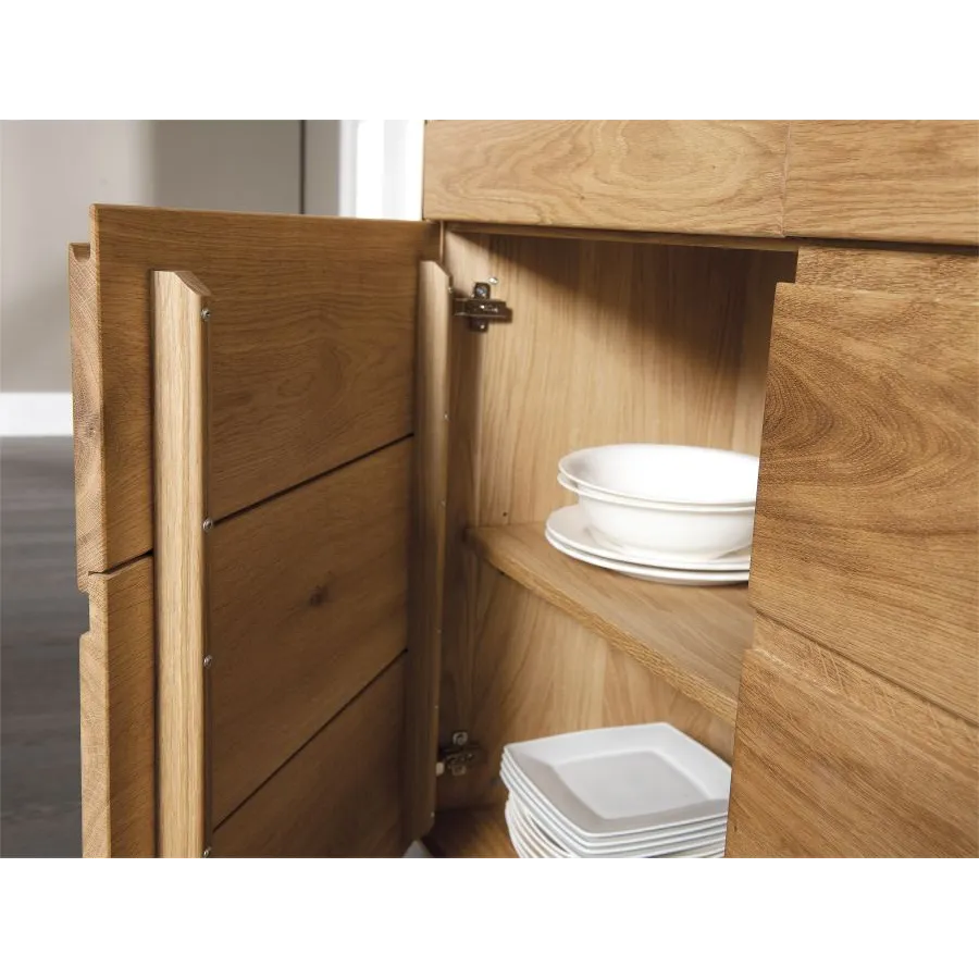 Commode bois clair brossé moderne 2 tiroirs 2 portes VOLA