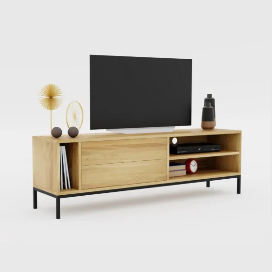 Meuble TV bois et métal noir collection Smooth