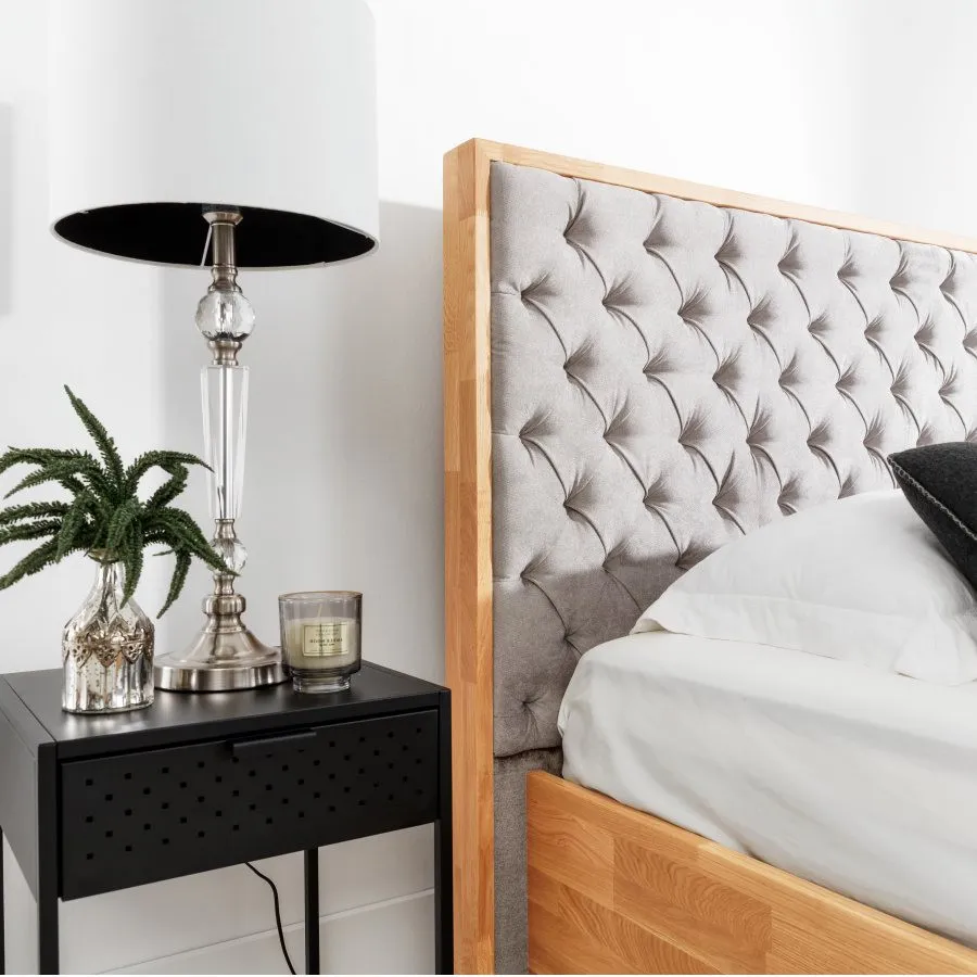 Lit coffre 160x200  tête de lit design taupe collection TRIVIO