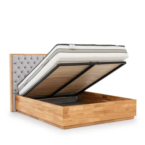 Lit coffre 160x200 bois massif avec sommier relevable TRIVIO