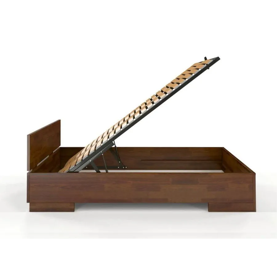 Lit coffre bois massif coloris wenge collection Zenno