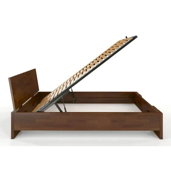 Lit coffre en bois pin coloris noter massif collection Scandic