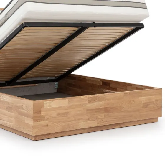 Lit coffre bois chêne avec sommier relevable collection TRIVIO
