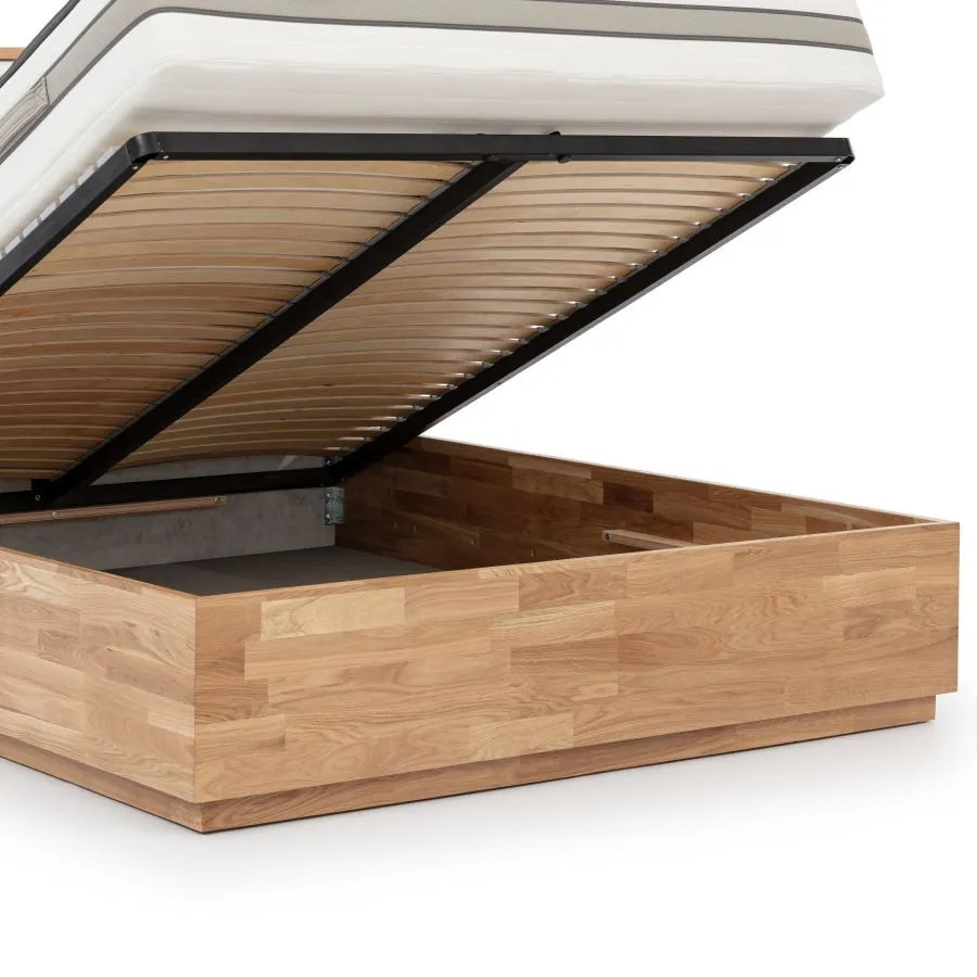 Lit coffre bois chêne avec sommier relevable collection TRIVIO