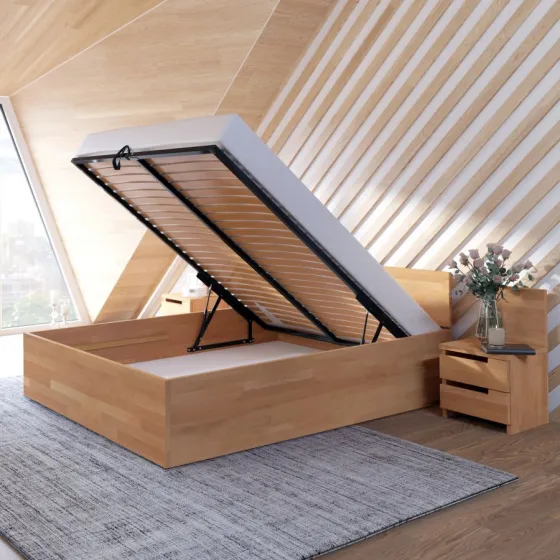 Lit coffre en bois 160x200 design collection Letto